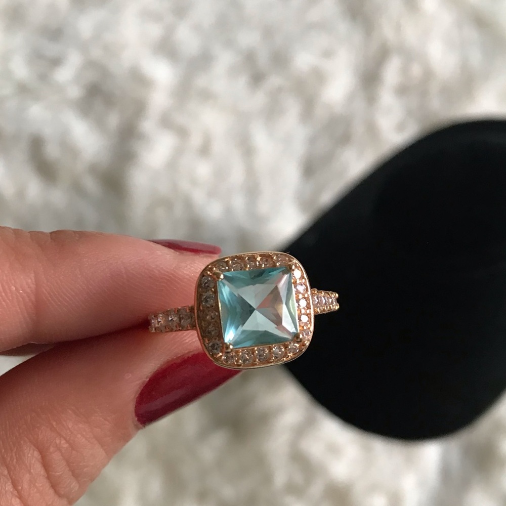 Blue faux topaz ring